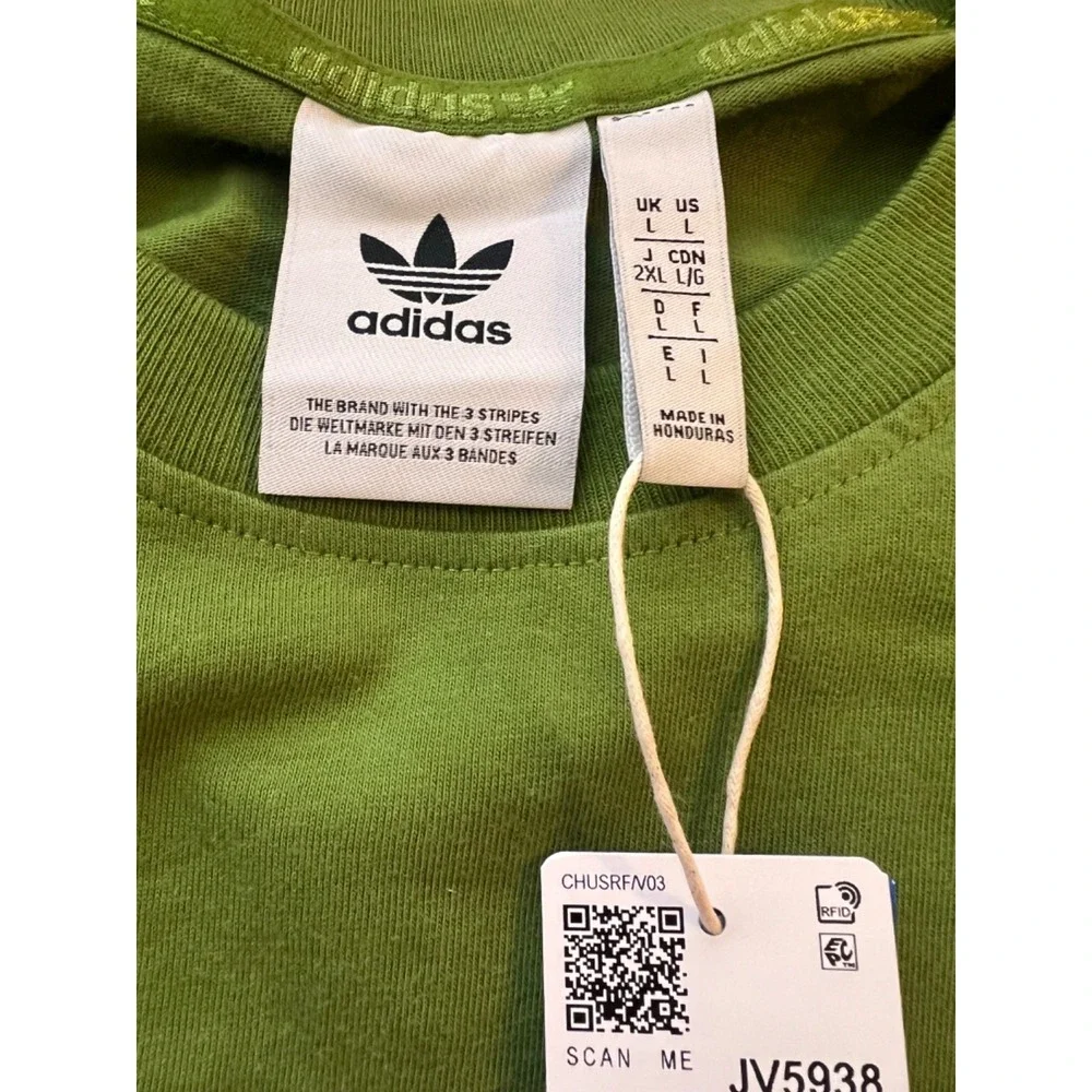 Mens L ADIDAS ORIGINALS logo ESSENTIALS TREFOIL T TEE SHIRT Olive GREEN JV5938‎
